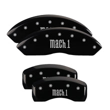 Load image into Gallery viewer, MGP 4 Caliper Covers Engraved Front &amp; Rear Mach 1 Black finish silver ch