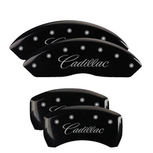 Laden Sie das Bild in den Galerie-Viewer, MGP 4 Caliper Covers Engraved Front Cursive/Cadillac Engraved Rear CTS Black finish silver ch