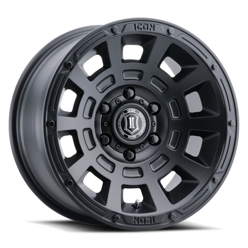 ICON Thrust 17x8.5 6x5.5 25mm Offset 5.75in BS 106.1mm Bore Satin Black Wheel