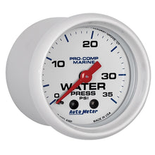 Laden Sie das Bild in den Galerie-Viewer, Autometer Marine White 2-1/16in 35 PSI Mechanical Water Pressure Gauge