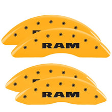 Cargar imagen en el visor de la galería, MGP 4 Caliper Covers Engraved Front &amp; Rear RAM Yellow finish black ch