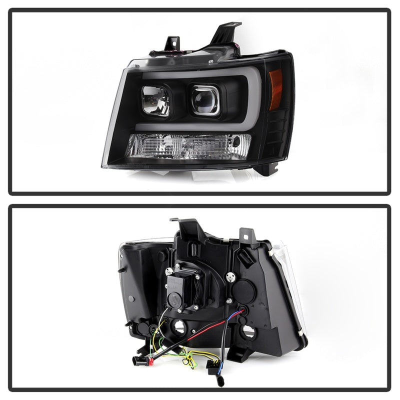 Spyder 07-14 Chevy Suburban/Tahoe V2 Projector Headlights LED Turn Sig Black PRO-YD-CSUB07V3-SB-BK