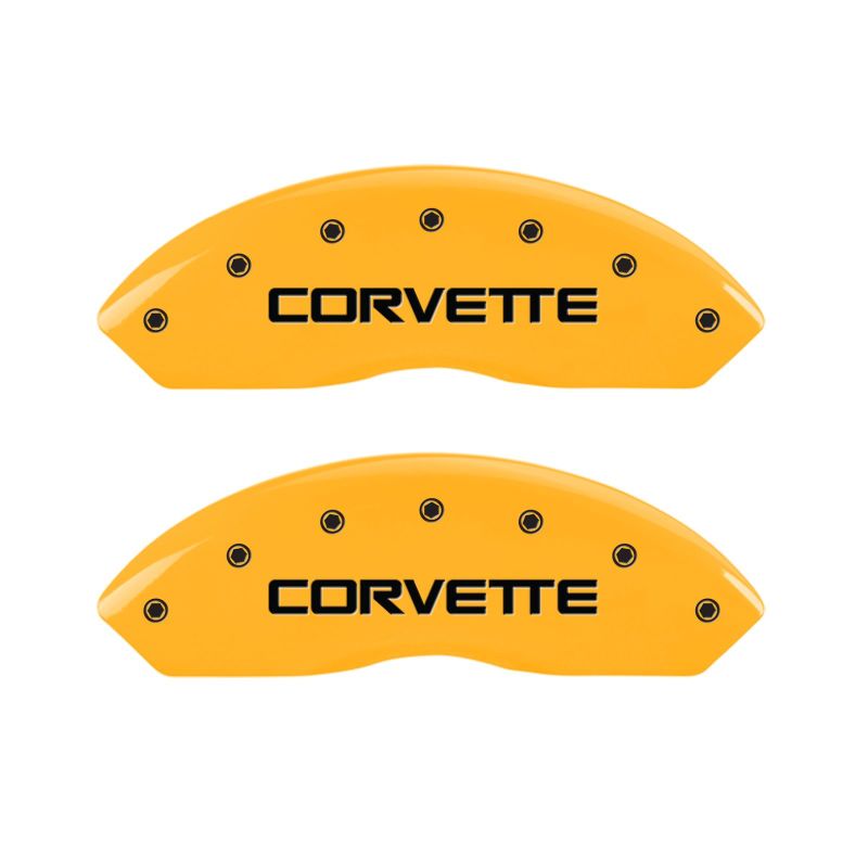 MGP 4 Caliper Covers Engraved F & R C4/Corvette Yellow Finish Black Char 1988 Chevrolet Corvette