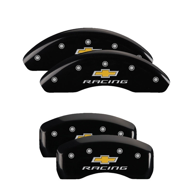 MGP 4 Caliper Covers Engraved F & R Chevy Racing Black Finish Silver Char 2019 Chevrolet Malibu