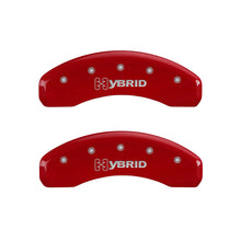 Cargar imagen en el visor de la galería, MGP 4 Caliper Covers Engraved Front &amp; Rear GM Style/Hybrid Red finish silver ch