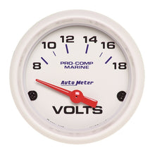 Laden Sie das Bild in den Galerie-Viewer, Autometer Marine White 2-1/16in 18V Electric Voltmeter Gauge