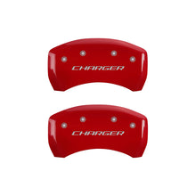 Cargar imagen en el visor de la galería, MGP 4 Caliper Covers Engraved Front &amp; Rear Block/Charger Red finish silver ch