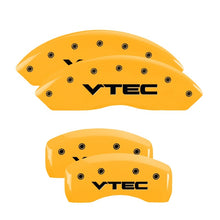 Load image into Gallery viewer, MGP 4 Caliper Covers Engraved Front &amp; Rear Vtech Yellow finish black ch