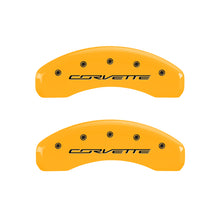 Cargar imagen en el visor de la galería, MGP 4 Caliper Covers Engraved Front &amp; Rear C7/Corvette Yellow finish black ch