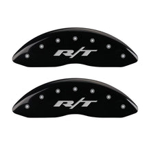 Cargar imagen en el visor de la galería, MGP 4 Caliper Covers Engraved Front &amp; Rear RT Black finish silver ch