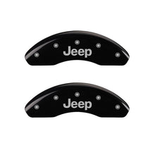 Load image into Gallery viewer, MGP 4 Caliper Covers Engraved Front JEEP Engraved Rear JEEP Grill logo Black finish silver ch