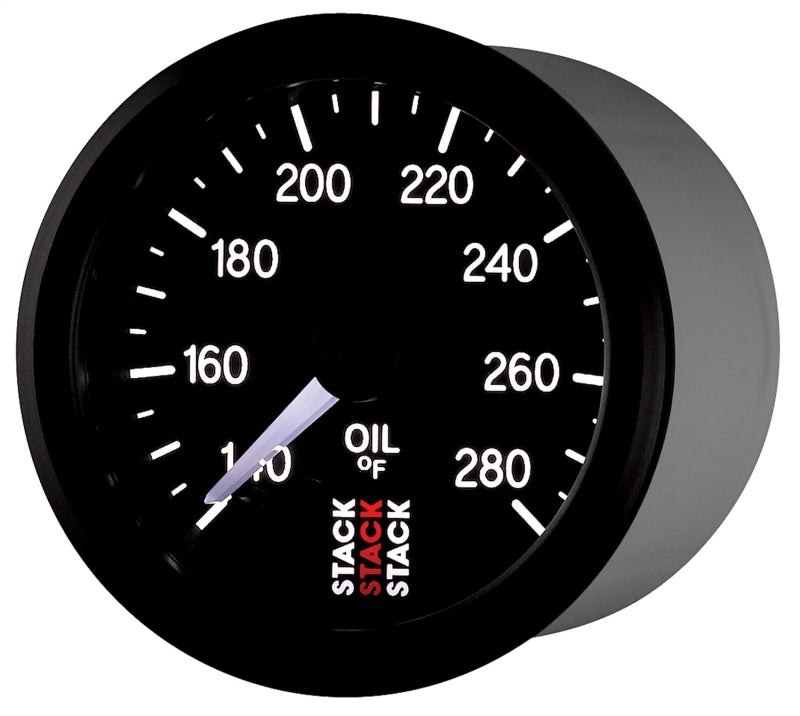 Autometer Stack 52mm 140-280 Deg F 1/8in NPTF Male Pro Stepper Motor Oil Temp Gauge - Black