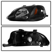 Load image into Gallery viewer, Xtune Honda Civic 99-00 Amber Crystal Headlights Black HD-JH-HC99-AM-BK