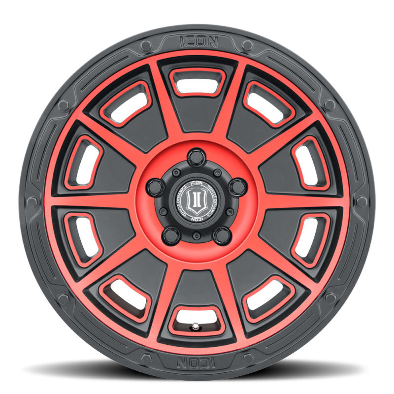 ICON Victory 17x8.5 5x5 -6mm Offset 4.5in BS Satin Black w/Red Tint Wheel