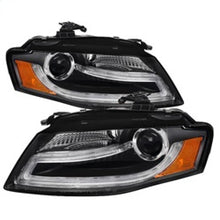 Cargar imagen en el visor de la galería, Spyder Audi A4 09-12 Projector Headlights Halogen Model Only - DRL LED Black PRO-YD-AA408-DRL-BK