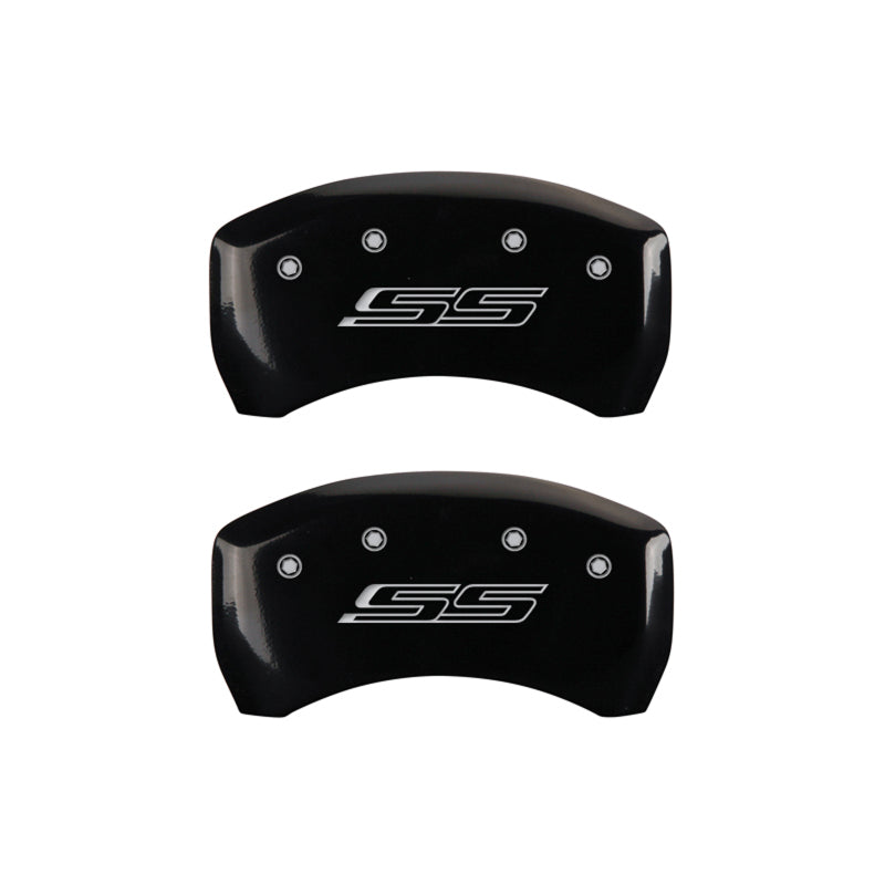 MGP 4 Caliper Covers Engraved Front & Rear Gen 5/SS Black finish silver ch