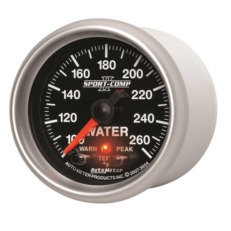 Autometer Sport-Comp II 52.4mm 100-260 Deg F Water Temp Peak & Warn w/ Electronic Control Gauge