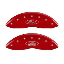 Charger l&#39;image dans la galerie, MGP Front set 2 Caliper Covers Engraved Front Oval logo/Ford Red finish silver ch