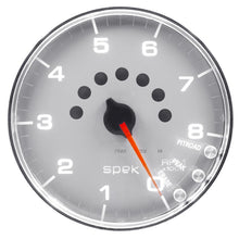 Carica l&#39;immagine nel visualizzatore di Gallery, Autometer Spek-Pro Gauge Tachometer 5in 8K Rpm W/Shift Light &amp; Peak Mem Silver/Chrome