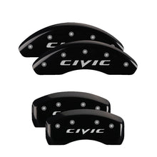 Load image into Gallery viewer, MGP 4 Caliper Covers Engraved Front 2015/Civic Engraved Rear 2015/Civic Black finish silver ch