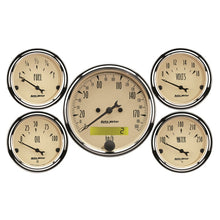 Carica l&#39;immagine nel visualizzatore di Gallery, Autometer Antique Beige 5-Gauge Kit 3-1/8in Electrical Speedometer 190KPH