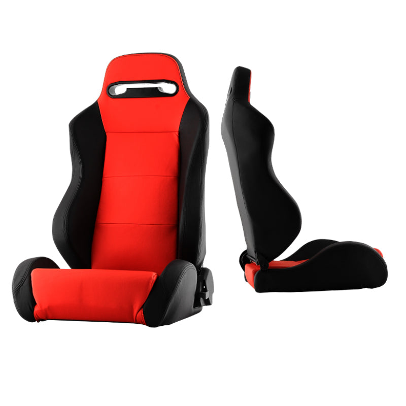 Xtune Thunder Style Racing Seat Pu (Double Slider) Red/Black Driver Side RST-TH-01-RD-DR