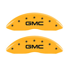 Laden Sie das Bild in den Galerie-Viewer, MGP Front set 2 Caliper Covers Engraved Front GMC Yellow finish black ch