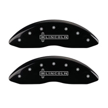 Carica l&#39;immagine nel visualizzatore di Gallery, MGP 4 Caliper Covers Engraved Front &amp; Rear Lincoln Black finish silver ch