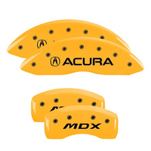 Laden Sie das Bild in den Galerie-Viewer, MGP 4 Caliper Covers Engraved Front Acura Engraved Rear MDX Yellow finish black ch