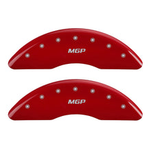 Load image into Gallery viewer, MGP 4 Caliper Covers Engraved Front &amp; Rear GMC Red finish silver ch