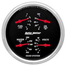 Laden Sie das Bild in den Galerie-Viewer, Autometer Designer Black 5in Quad Gauge - Fuel Level / Oil Pressure / Water Temperature / Voltmeter