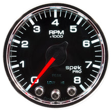 Carica l&#39;immagine nel visualizzatore di Gallery, Autometer Spek-Pro Gauge Tach 2 1/16in 8K Rpm W/ Shift Light &amp; Peak Mem Blk/Chrm