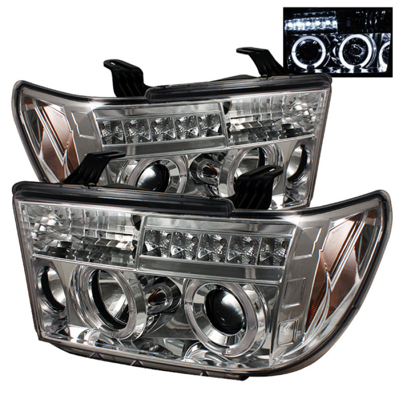 Spyder Toyota Tundra 07-13 Projector Headlights LED Halo LED Chrm PRO-YD-TTU07-HL-C