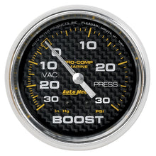 Charger l&#39;image dans la galerie, Autometer Marine Carbon Fiber Gauge 2-5/8in Mechanical Vacuum/Boost Gauge 30INHG-30PSI