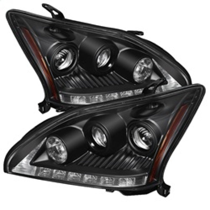 Spyder Lexus RX330 2004-2006 Projector Headlights Halogen Model- DRL LED Blk PRO-YD-LRX35004-DRL-BK