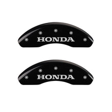 Cargar imagen en el visor de la galería, MGP Front set 2 Caliper Covers Engraved Front Honda Black finish silver ch