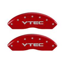 Cargar imagen en el visor de la galería, MGP 4 Caliper Covers Engraved Front &amp; Rear Vtech Red finish silver ch