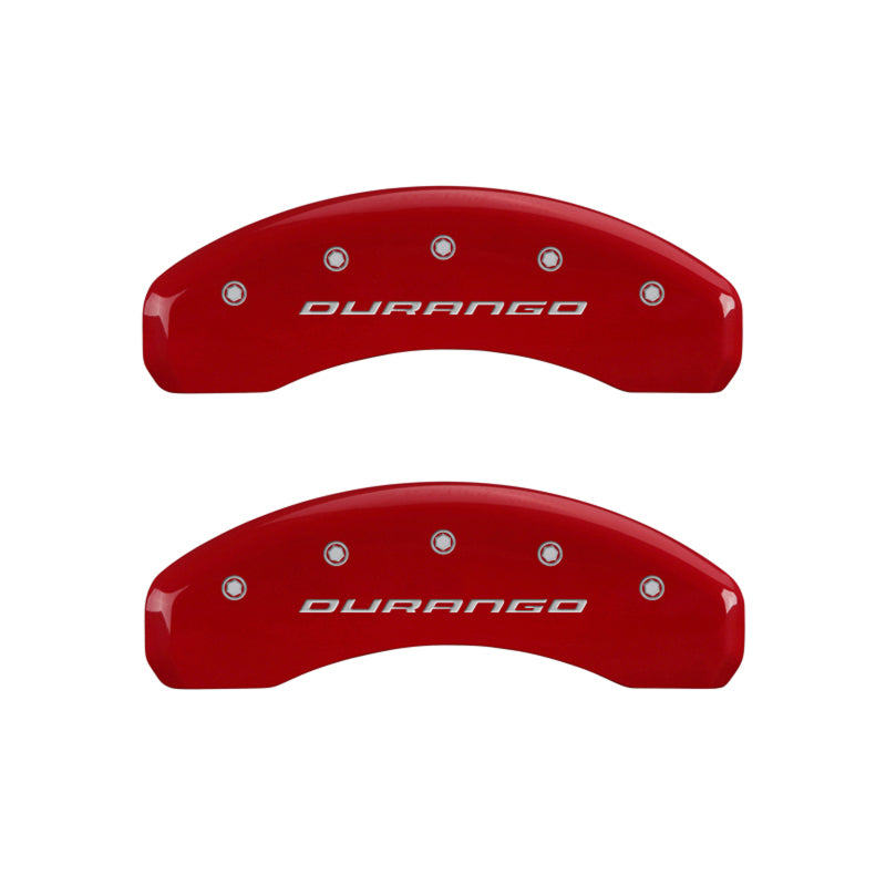 MGP 4 Caliper Covers Engraved Front & Rear With out stripes/Durango Red finish silver ch