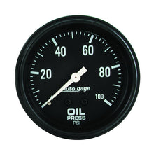 Laden Sie das Bild in den Galerie-Viewer, Autometer AutoGage 2-5/8in Mechanical Black 0-100 PSI Oil Pressure Gauge