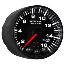 Charger l&#39;image dans la galerie, Autometer Spek-Pro Gauge Nitrous Press 2 1/16in 1600psi Stepper Motor W/Peak &amp; Warn Blk/Blk