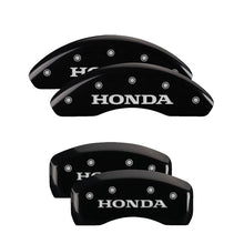 Load image into Gallery viewer, MGP 4 Caliper Covers Engraved Front &amp; Rear Honda Black Finish Silver Char 2017 Honda Civic