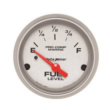 Cargar imagen en el visor de la galería, Autometer Marine Silver Ultra-Lite 2-1/16in Electric Fuel Level Gauge