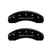 गैलरी व्यूवर में इमेज लोड करें, MGP 4 Caliper Covers Engraved Front &amp; Rear Avalanche Black finish silver ch