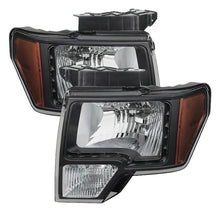 Charger l&#39;image dans la galerie, Xtune Ford F150 09-14 Amber Crystal LED Headlights Black HD-JH-FF15009-LED-AM-BK