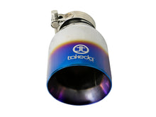 Charger l&#39;image dans la galerie, aFe Takeda 304 Stainless Steel Clamp-On Exhaust Tip 2.5in Inlet / 4in Outlet - Blue Flame