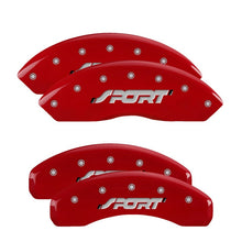 Cargar imagen en el visor de la galería, MGP 4 Caliper Covers Engraved Front &amp; Rear Oval logo/Ford Red finish silver ch