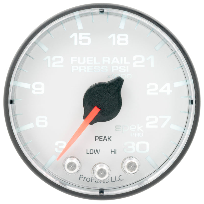 Autometer Spek-Pro 2 1/16in 30KPSI Stepper Motor W/Peak & Warn White/Black Rail Pressure Gauge