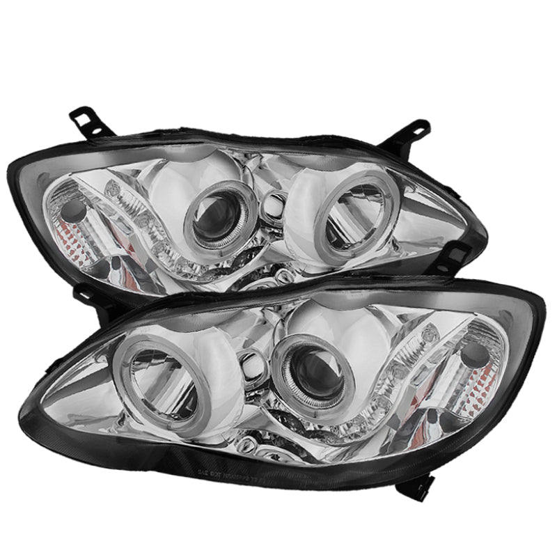 Xtune Toyota Corolla 03-08 Projector Headlights LED Halo Chrome PRO-JH-TC03-LED-AM-C