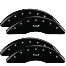 Cargar imagen en el visor de la galería, MGP 4 Caliper Covers Engraved Front &amp; Rear Style 2/Chrysler Wing Black finish silver ch