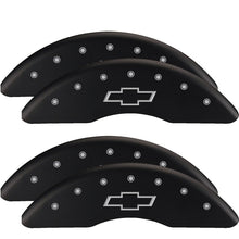 Load image into Gallery viewer, MGP 4 Caliper Covers Engraved Front &amp; Rear Bowtie Black finish silver ch